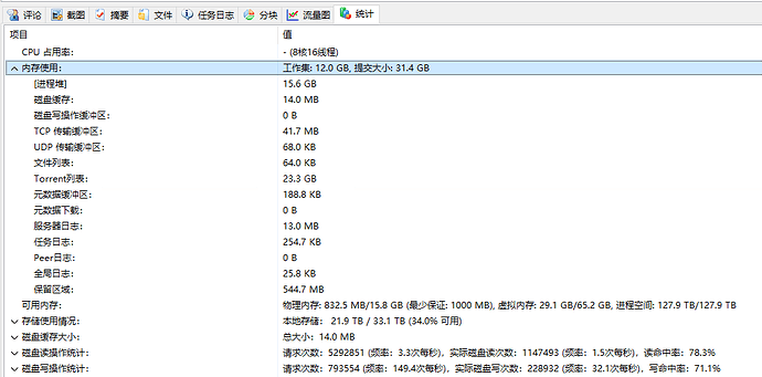 软件内存使用统计